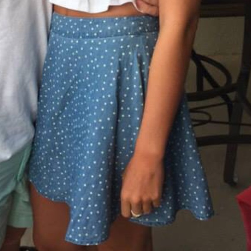 Denim polka dot skirt